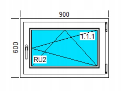 OKNO PVC 900x600 RU BELO DES