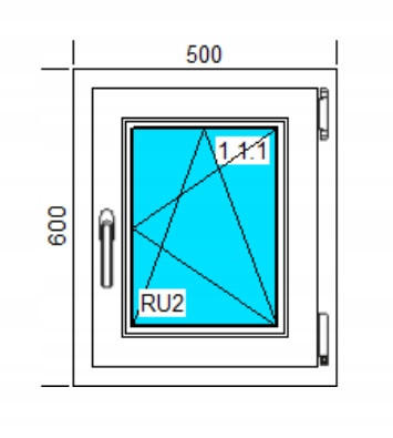 OKNO PVC 500x600 RU BELA DES