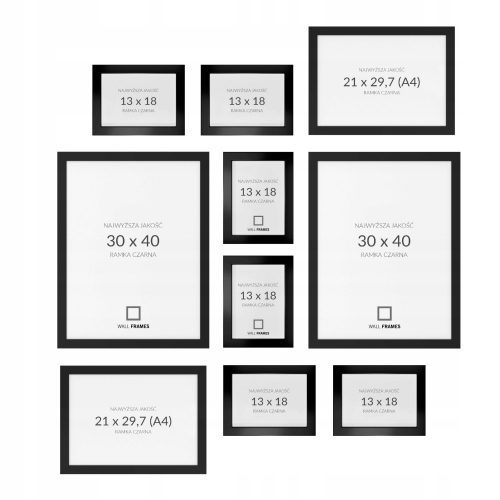 Komplet stenskih okvirjev San Francisco črn 10 kos.