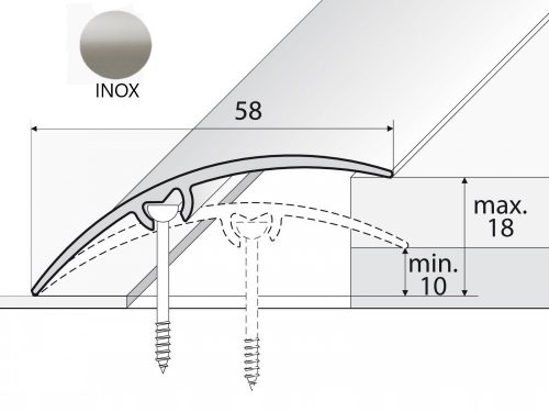 Letev za prag A75 58mm INOX 93cm