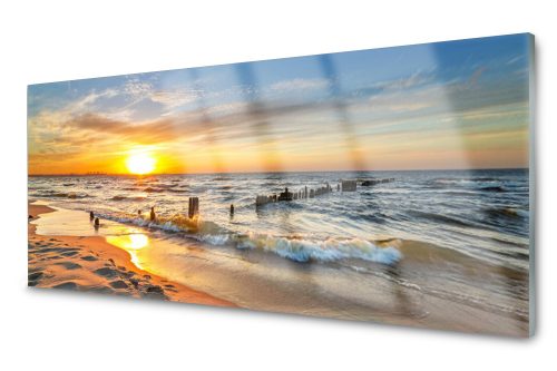 Tisk na steklu Morje Sunset Beach 125x50