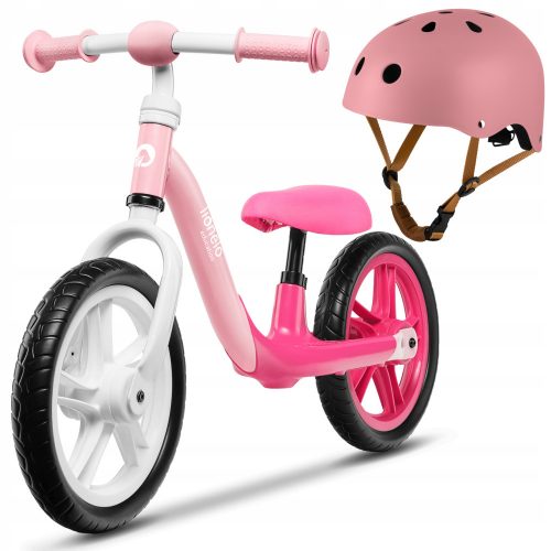  Lionelo Alex balance bike 12" White, Pink + Otroška čelada za skiro, velikost S 50-56cm od 2 let Lionelo Helmet