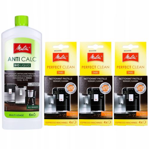  MELITTA BIO tekočina za odstranjevanje vodnega kamna + 3× čistilne tablete Melitta Perfect Clean Tabs 4 kosi