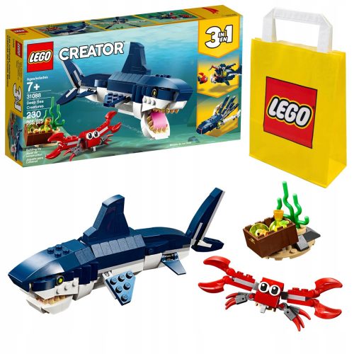  LEGO Creator 3 v 1 31088 Sea Creatures + Papirnata vrečka LEGO 6315786 rumena 24x8x18 cm