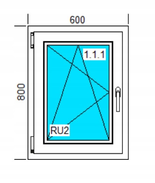 OKNA PVC 600x800 RU BELA, LEV