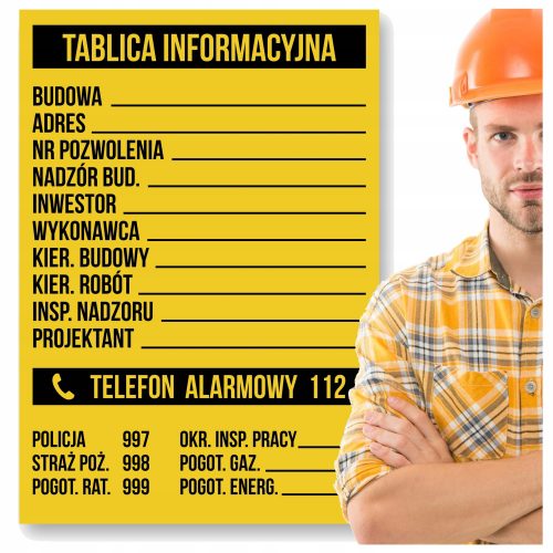  Tabla z informacijami o zdravju in varnosti v gradbeništvu 70x90cm PVC