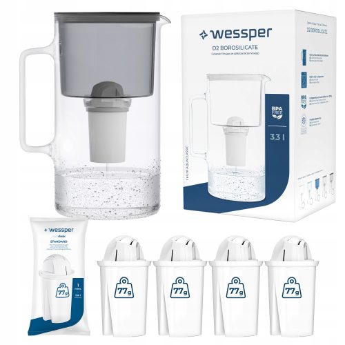  Wessper D2 Borosilicate Aquaclassic filter vrč 3,3 l črn