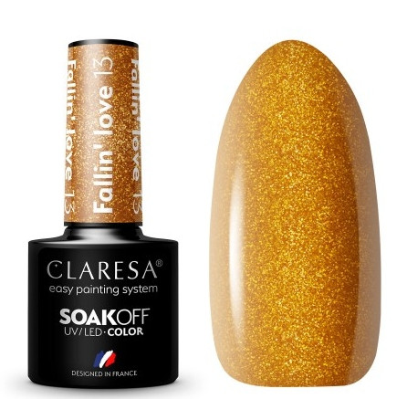  CLARESA UV/LED HYBRID POLISH Z BLEŠČICAMI HYBRID GOLD FALLIN' LOVE 13