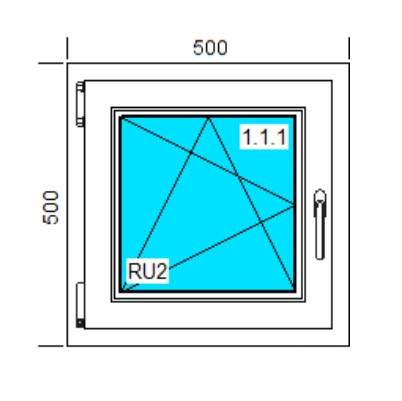 OKNA PVC 500x500 RU BELA, LEV