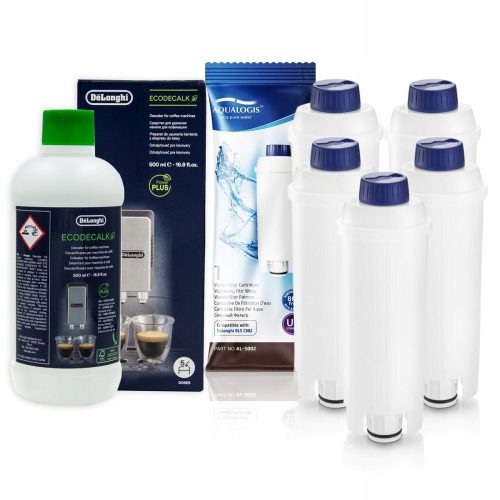  5x FILTER ZA VODO + SREDSTVO ZA ODSTRANJEVANJE KAMNECA DeLonghi 500 ml SET