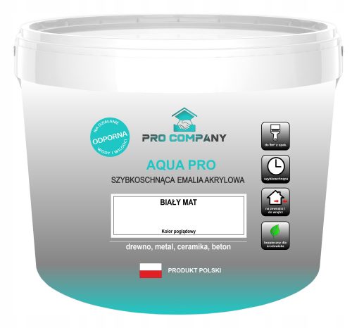 AQUA PRO Hitro sušeči emajl 10L Bela MAT 9003