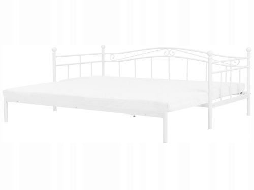  Kovinska zakonska postelja Beliani Metal Bed Frame Bedroom Frame 80x200 bela