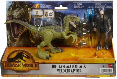  Set Mattel Jurassic World Dr Ian Malcolm & Velociraptor 6 kom.