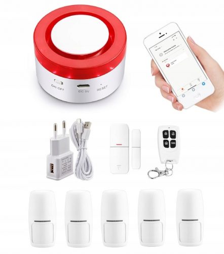 BREZŽIČNA SIRENA WiFi ALARM TUYA POLISH +5 PIR