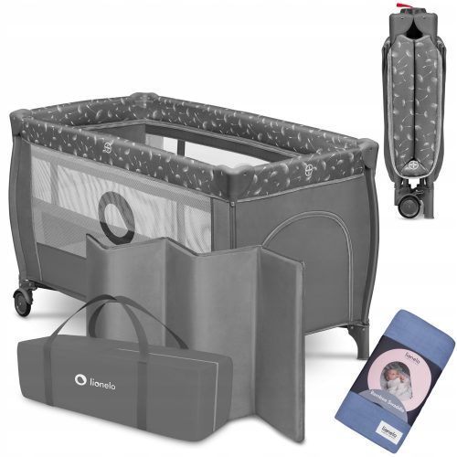  2v1 LIONELO STEFI PLUS Travel Cot Stajica za otroke 0-3 leta + bambusova plenica Lionelo LO-BAMBOO SWADDLE