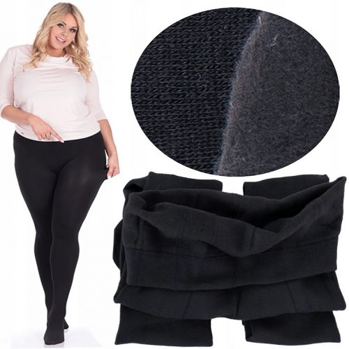  ZIMSKE hlačne nogavice 200 den BAMBUS s FLISOM, debele, neprozorne PLUS SIZE 48/54