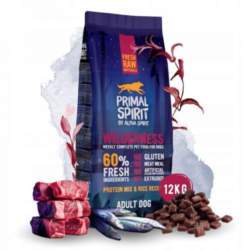  Primal Spirit 60% Wilderness suha hrana, mešanica okusov, 1 kg