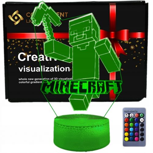  3D LED USB nočna lučka + daljinski upravljalnik Igra Minecraft