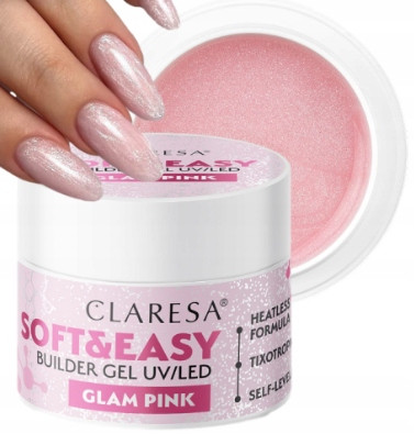  CLARESA SOFT&EASY GRADILNI GEL ZA NOHTE S TICSOTROPY GLAM PINK 45G