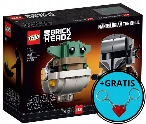  LEGO BrickHeadz 75317 Mandalorec in otrok + obesek za ključe LEGO srce