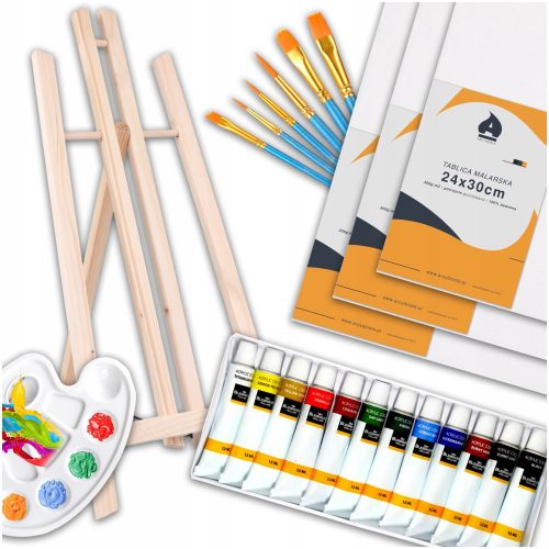  VELIK SLIKARSKI SET EALS PAINT BRUSHES CANVAS