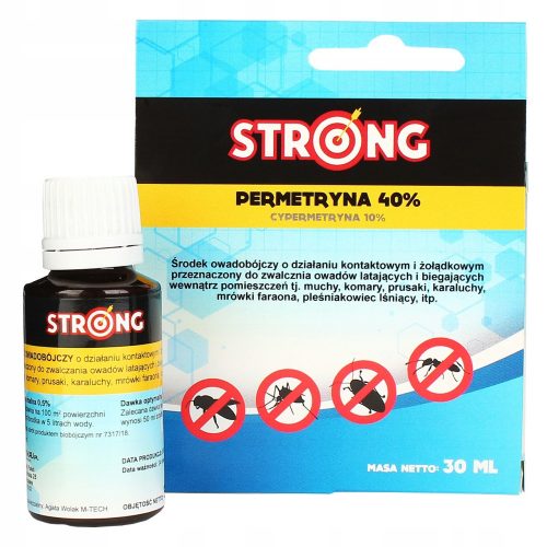  Tekočina proti ščurkom, klopom, komarjem, moljem, mravljam, muham, osam, pajkom, bolham, stenicam, srebrnim ribicam Strong 0,3 kg 0,3 ml