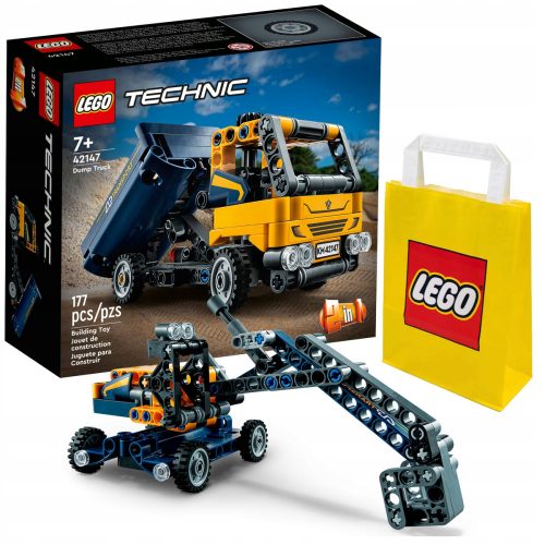  LEGO Technic Tovornjak prekucnik 42147 + LEGO papirnata vrečka 6315786 rumena 24x8x18 cm