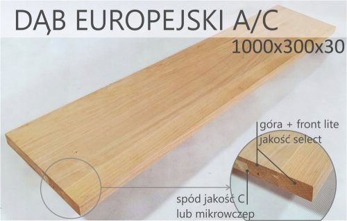 Stopnice evropski hrast select A/C 1000x300x30mm