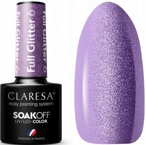  Hibridni lak barvni lak Claresa Shades of purple Full Glitter 6