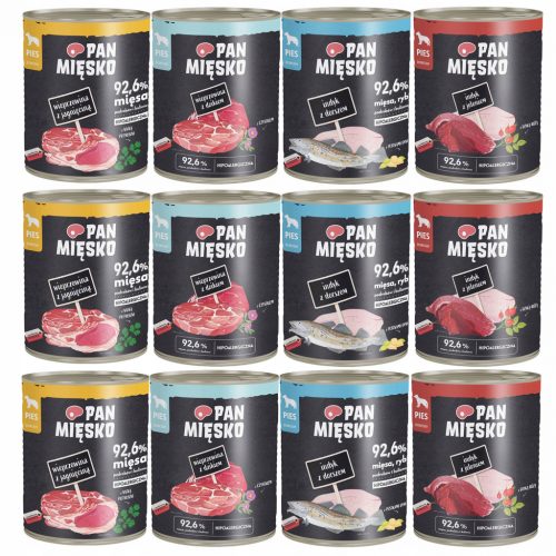  PAN MEAT Mokra hrana za pse MIX Smaków 4 x 800 g