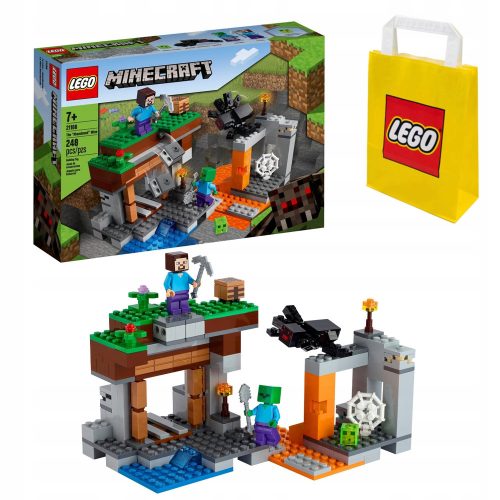  LEGO Minecraft 21166 Zapuščeni rudnik + LEGO papirnata darilna vrečka srednje velikosti M 41x34x12 cm