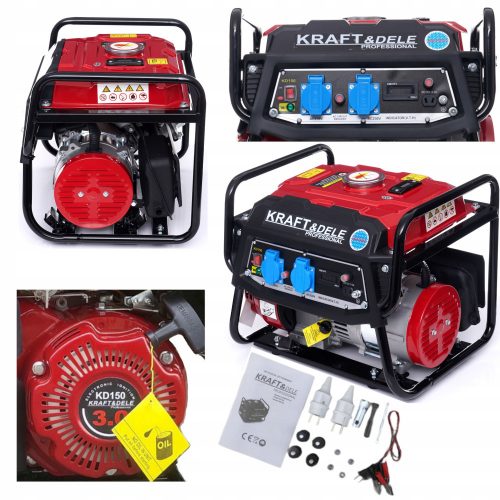  Kraft&Dele prenosni enofazni generator 1500 W bencin + Kraft&Dele RST rokavice velikost 10 - XL 1 par