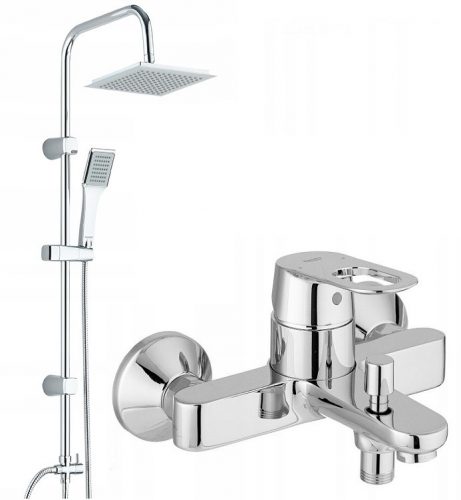 Grohe BAULOOP enoročna stenska armatura za kad, krom + vidna tuš garnitura Kuchinox Hiro