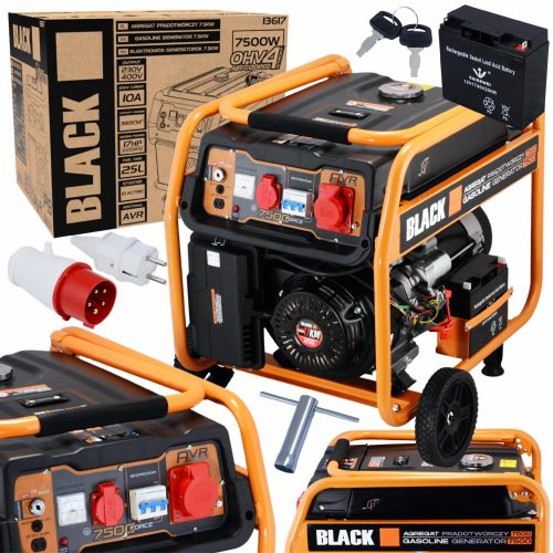  Prenosni trifazni generator Black 7500 W bencin