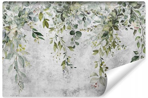 Stenska poslikava za dnevno sobo Delicate LEAVES Concrete Wall Abstraction 368x254