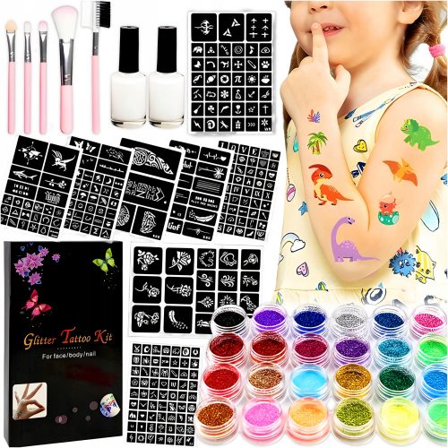 XXL GLItter TATTOOS SET 120 DIY ŠABLON