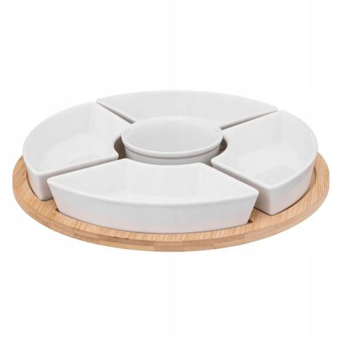 Dip bowls Okrogel pladenj BAMBUS porcelanaste solatne sklede 5 kosov Set