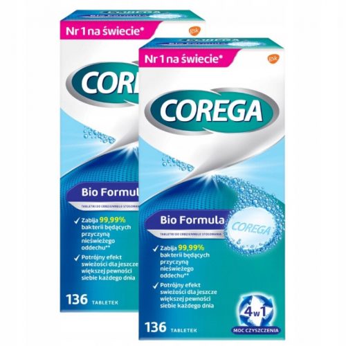  Corega Tabs Bio Formula tablete za čiščenje zobnih protez 136 kos