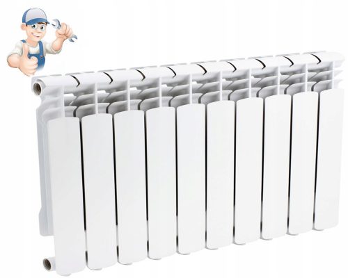 Krakterm 1184 W beli aluminijasti radiator 700 x 575 x 95 mm - stranski priključek