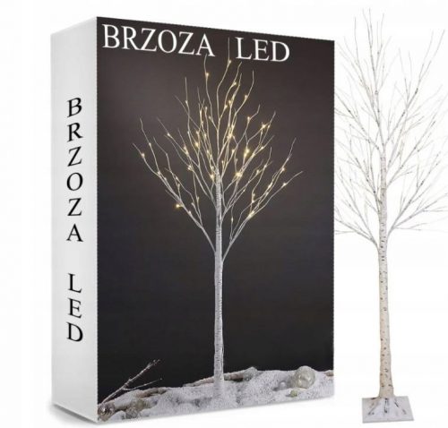  OKRASNO BOŽIČNO JELKO, SVETEČA LED BREZA, 150 cm, HLADNO BELE LUČKE