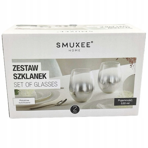  SMUKEE Set dveh kozarcev GLAMOUR 2 x 560 ml srebro 794