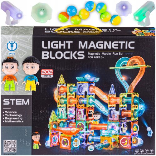  DK Magnetic Blocks Svetleče magnetne kocke Ball Track 202 Elements Bullet Track 202 kos.