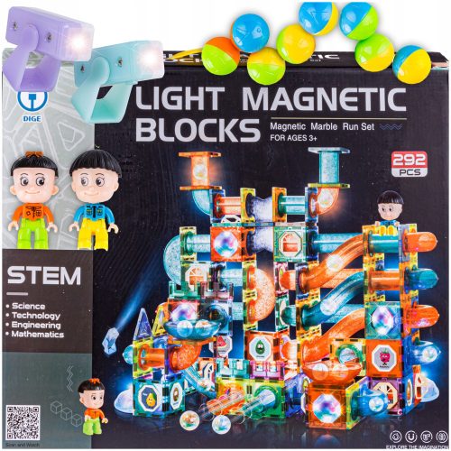  DK Magnetic Blocks Svetleče magnetne kocke Ball Track 292 elementov Bullet Track 292 kosov.