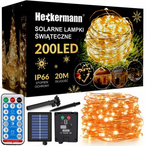  ŽIČNE SVETILKE GIRLAND TOPLO BELA SVETLOBA IP66 SOLAR 20m 200 LED