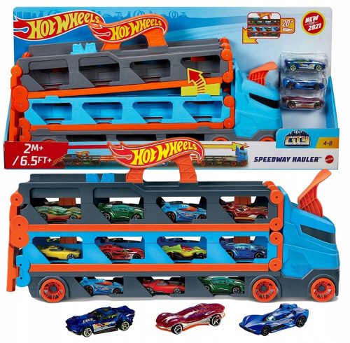  Dirkalni transporter Mattel Hot Wheels City racetrack 2v1 + igre na prostem z otrokom AA