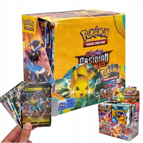  POKEMON COLLECTOR CARDS MEGA BOX SET OBSIDIAN FLAMES 360 KOSOV + 3× POKEMON SCARLET & VIOLET CARDS PALDEA EVOLVED VREČKA 10 KART