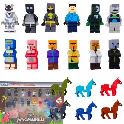  MINECRAFT SET 18 FIGURIC + KONJIČKE BLOKE IGRNE FIGURICE DODATKI 18v1