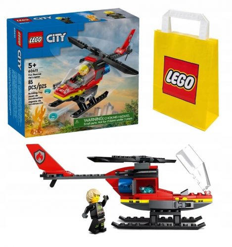  LEGO City 60411 Gasilski reševalni helikopter + papirnata vrečka LEGO 6315786 rumena 24x8x18 cm