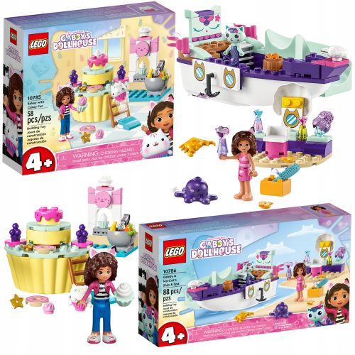  LEGO Gabi's Cat House 10785 Baking a Cake with Sweetheart + LEGO Gabi's Cat House 10786 Gabi and the Mermaids' Ship and Spa