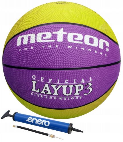 Meteor Layup 3 košarkarska žoga 3 + Enero ročna tlačilka 5907637336548